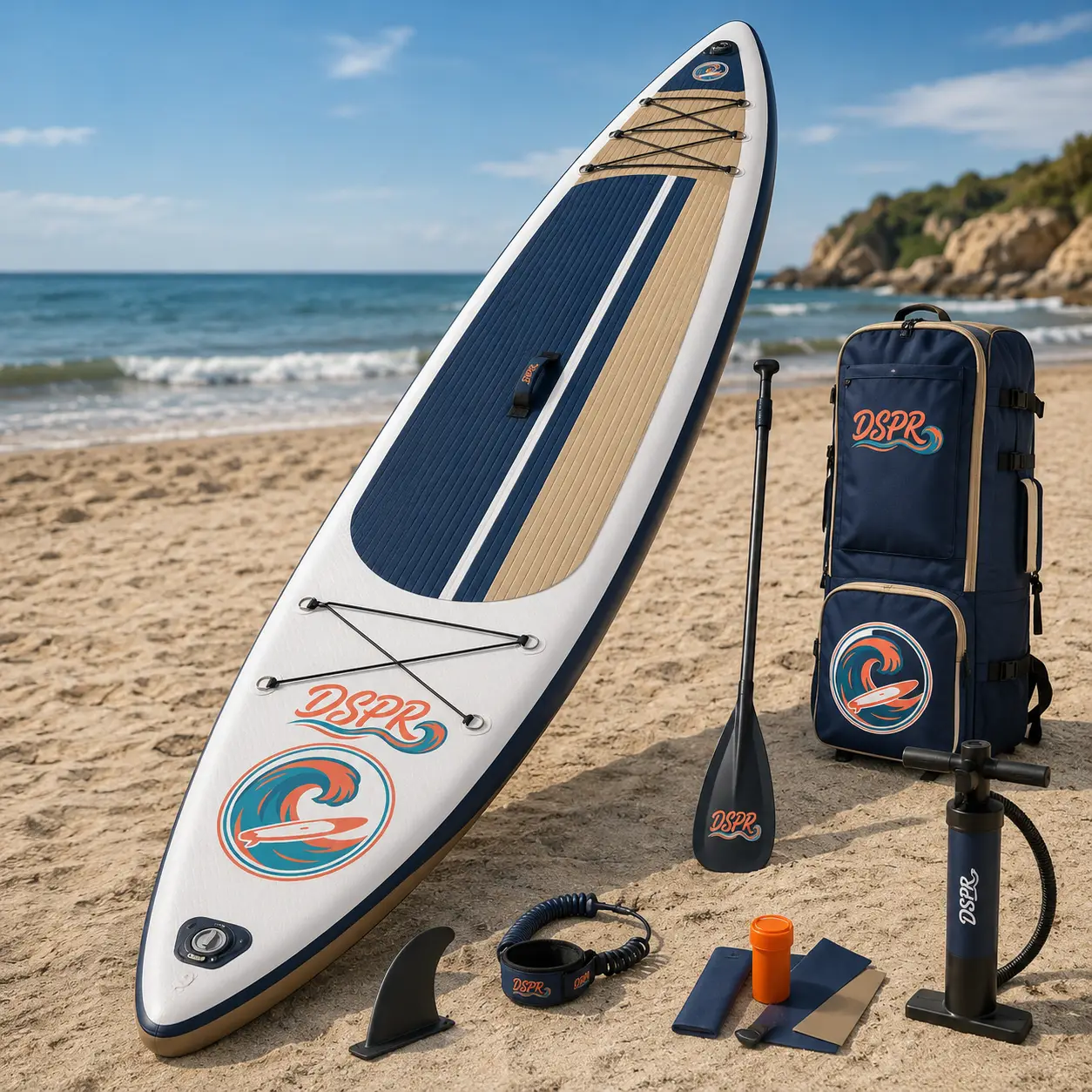 Adventure touring inflatable SUP board with gear storage