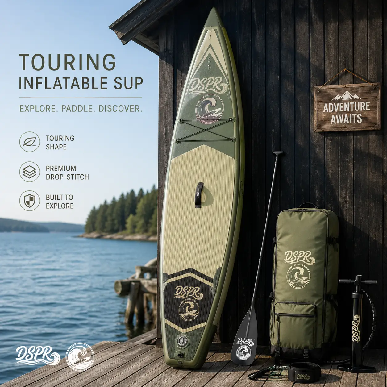 Lightweight touring inflatable SUP board for outdoor travel
