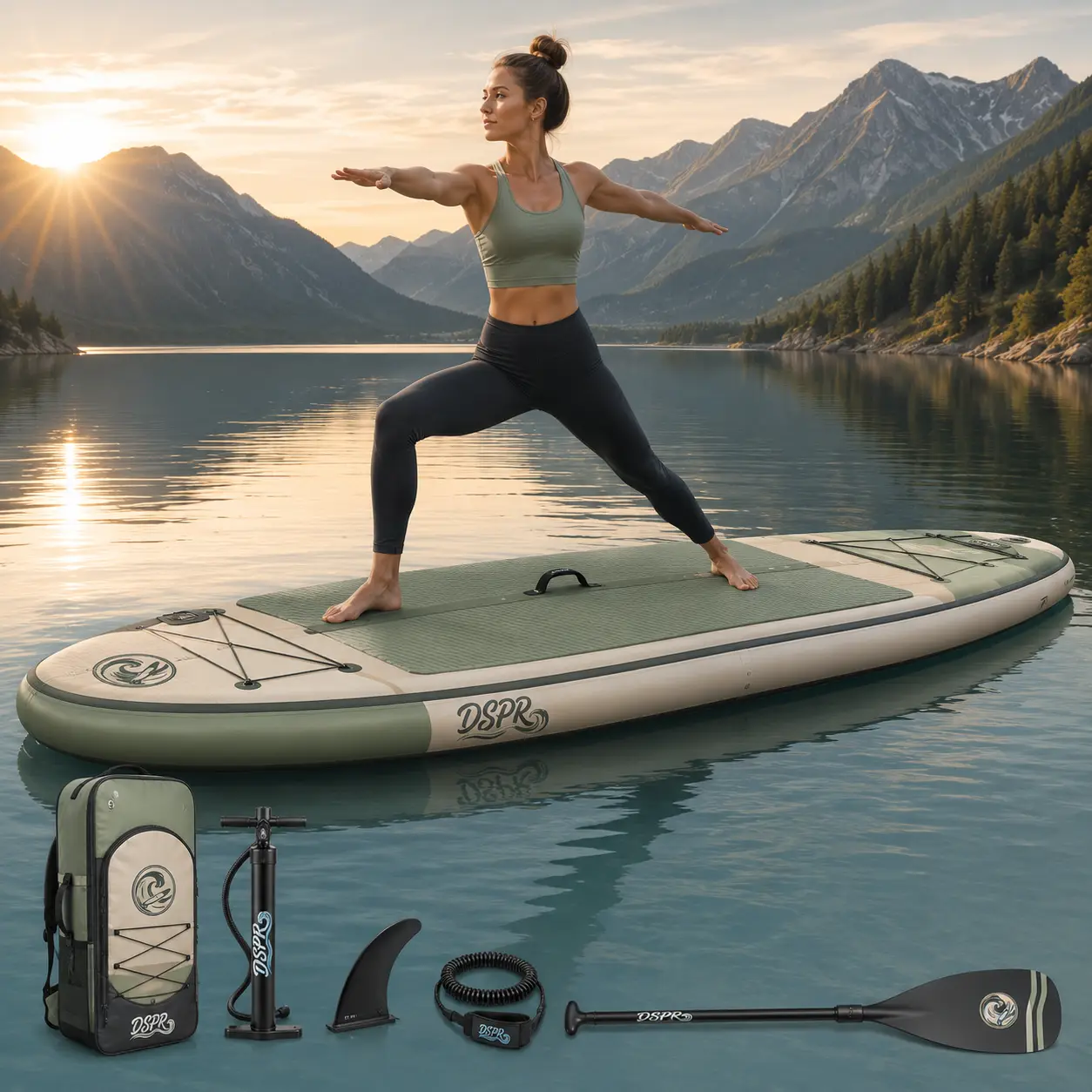 Extra wide inflatable yoga paddle board for beginners
