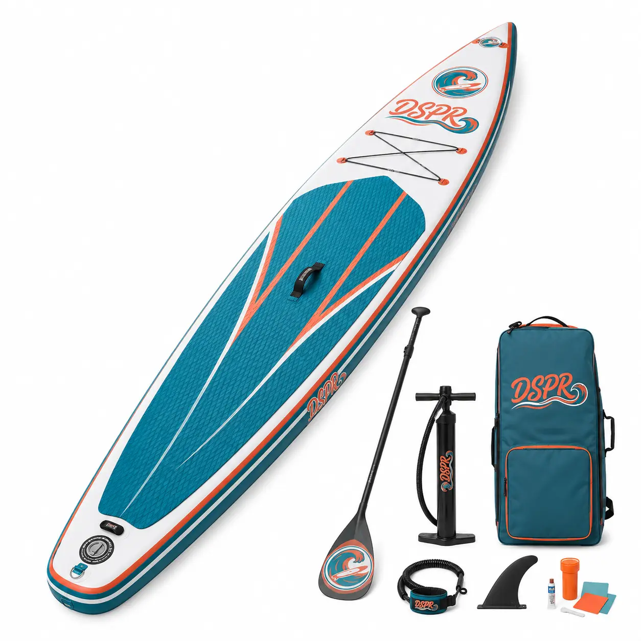 Lightweight inflatable racing paddle board with carbon look design