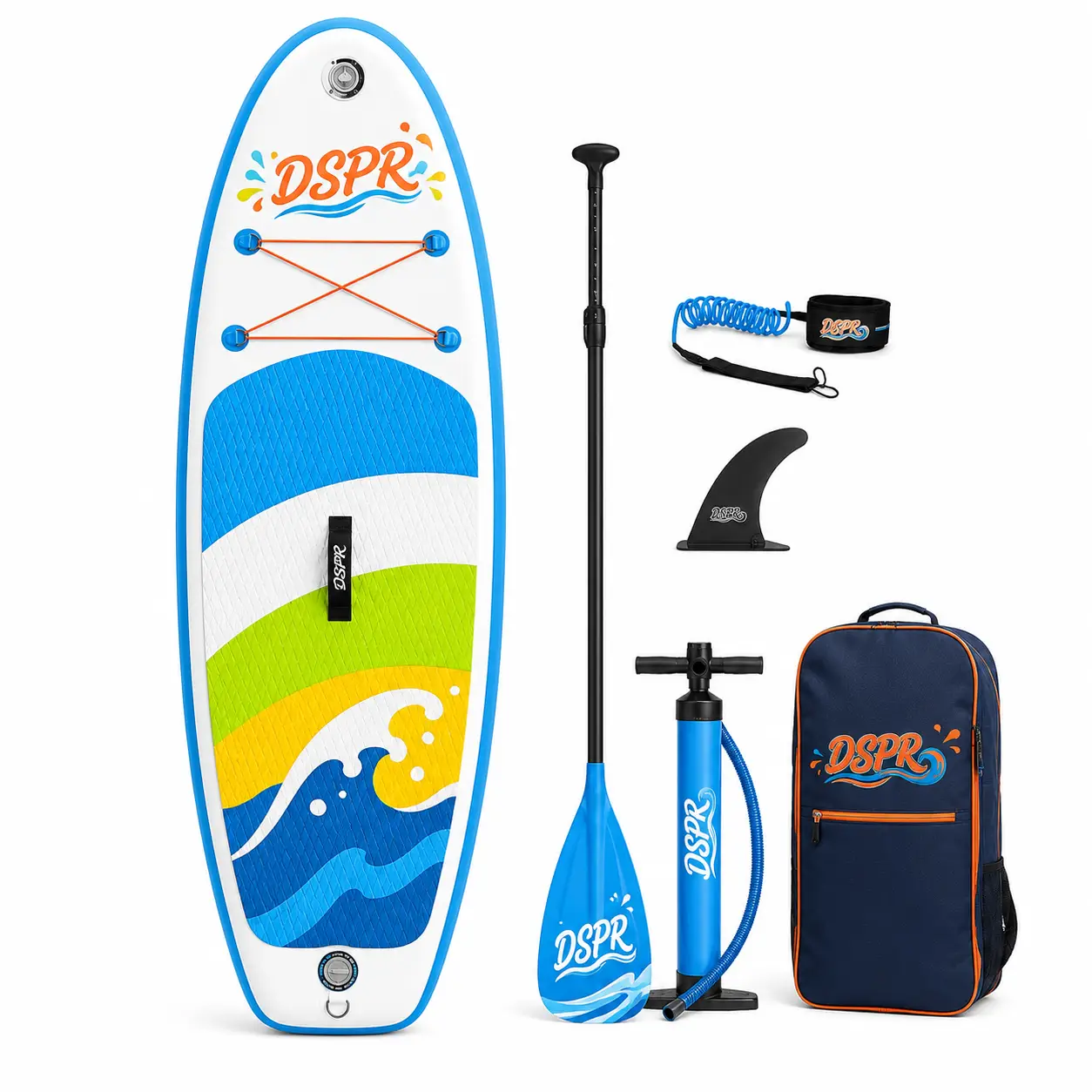 DSPR kids touring paddle board with long narrow inflatable SUP shape