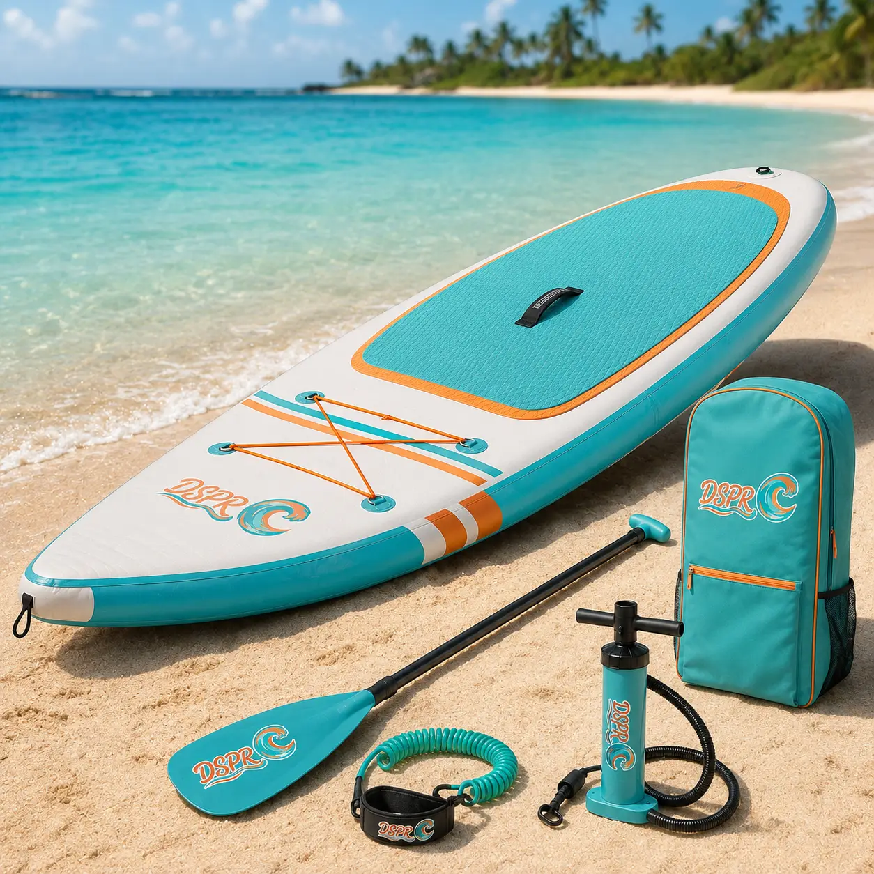 DSPR youth racing style SUP with narrow inflatable paddle board outline
