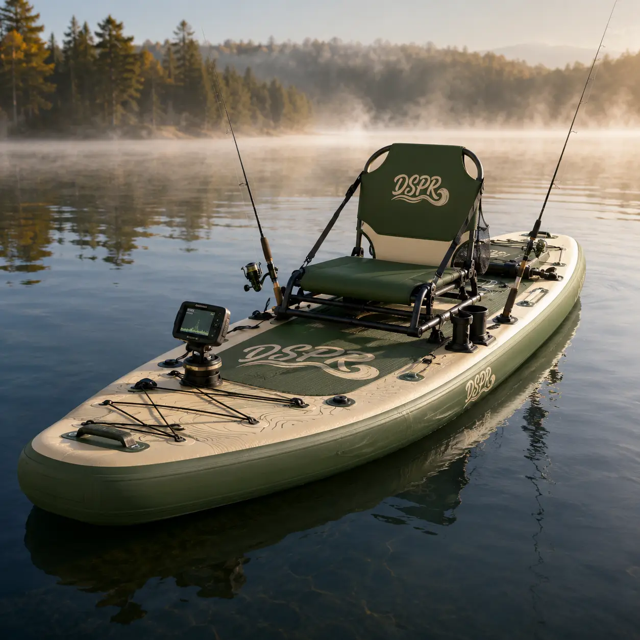 Heavy duty fishing SUP board with reinforced rails and large deck