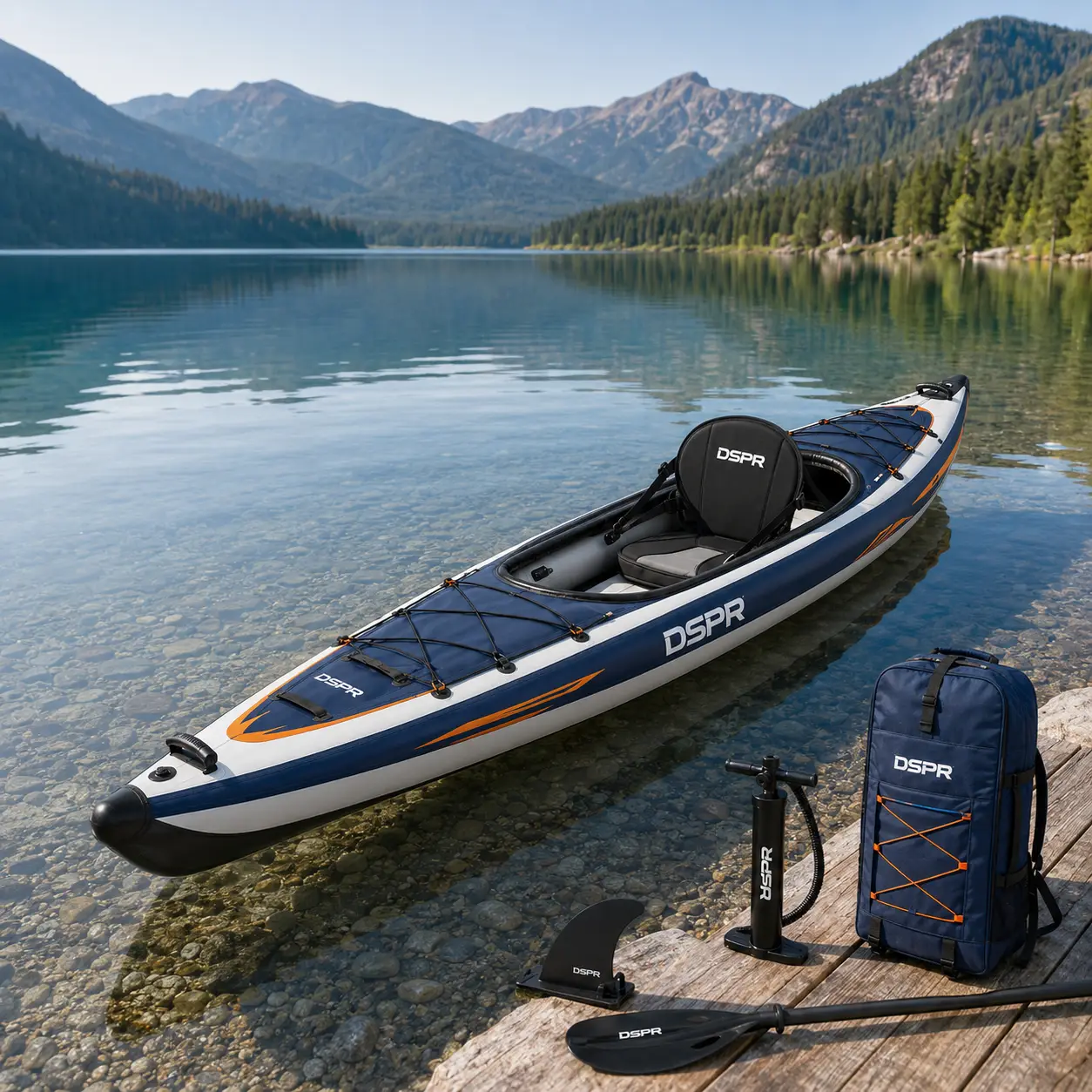 Custom branded inflatable kayak designed for better tracking