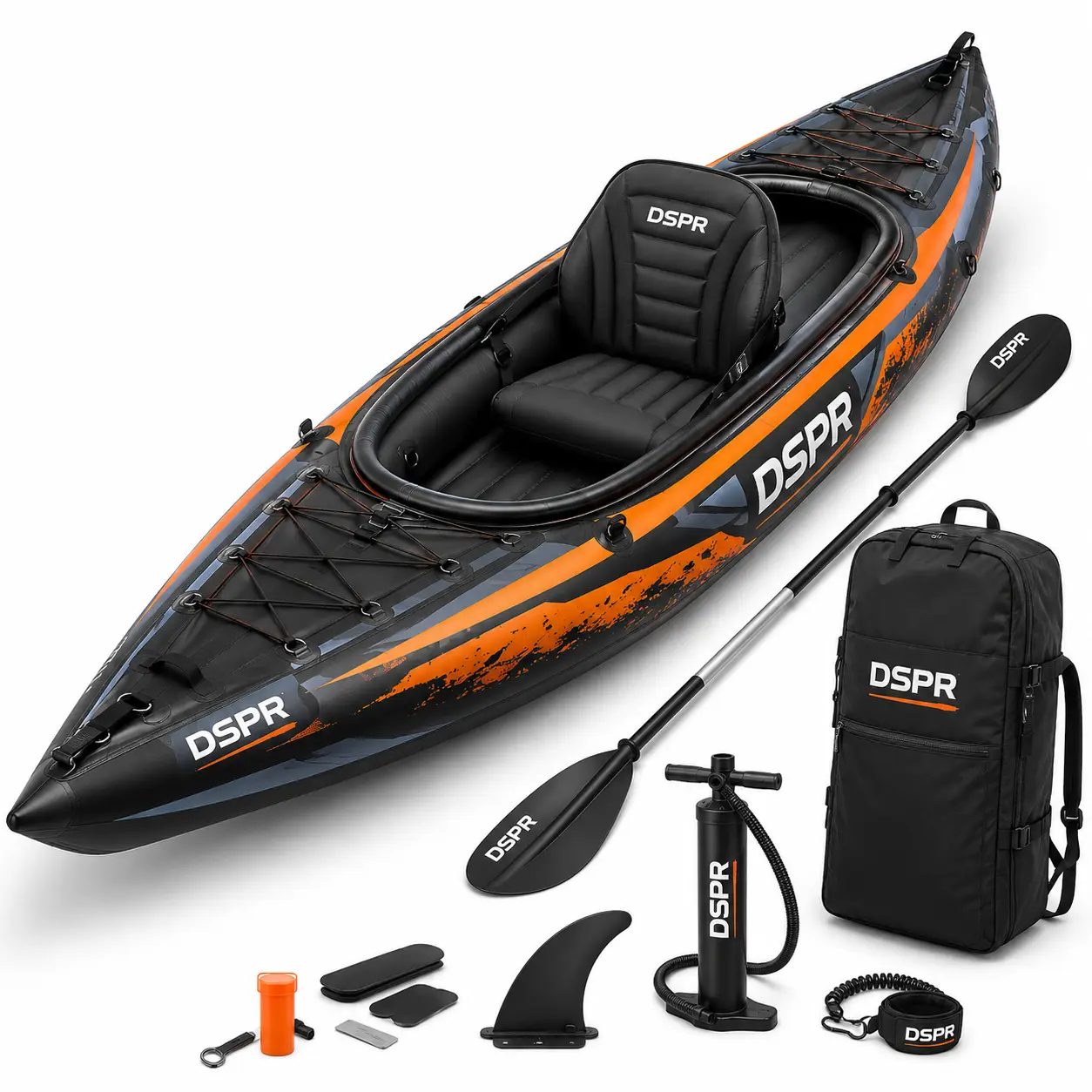Adventure inflatable kayak with reinforced PVC and custom graphics