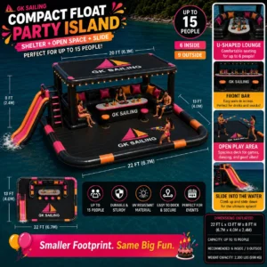 Inflatable Floating Party Island Platform For Resorts Water Parks And Yacht Clubs