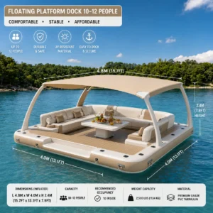 Inflatable Floating Water Bar Platform With Lounge Seats For Beach Resorts And Yacht Clubs
