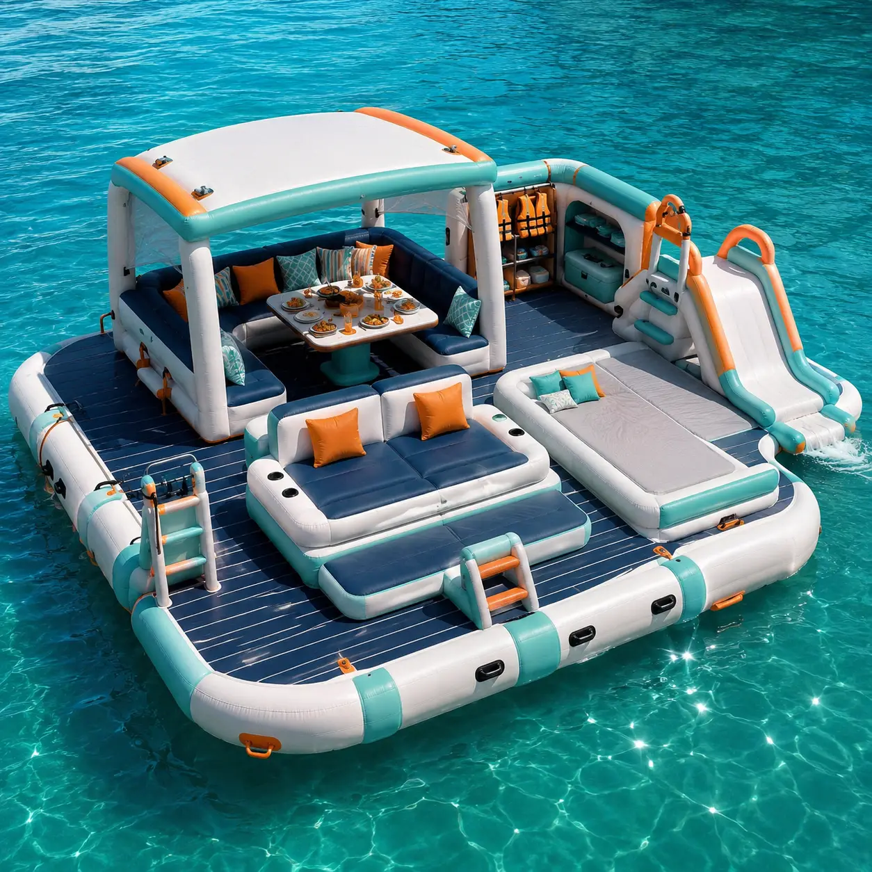 OEM inflatable floating island with custom logo