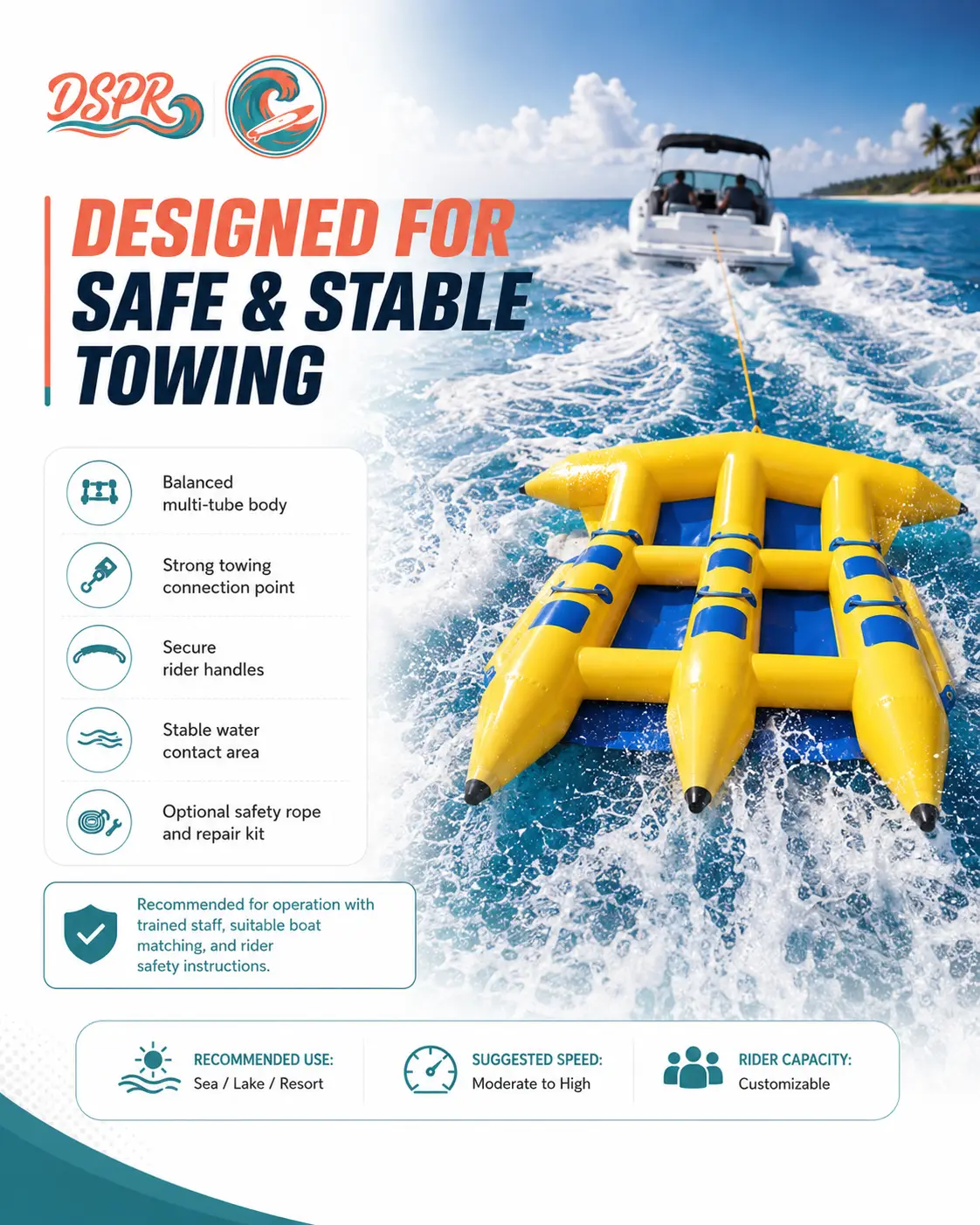 three person inflatable flying fish towable