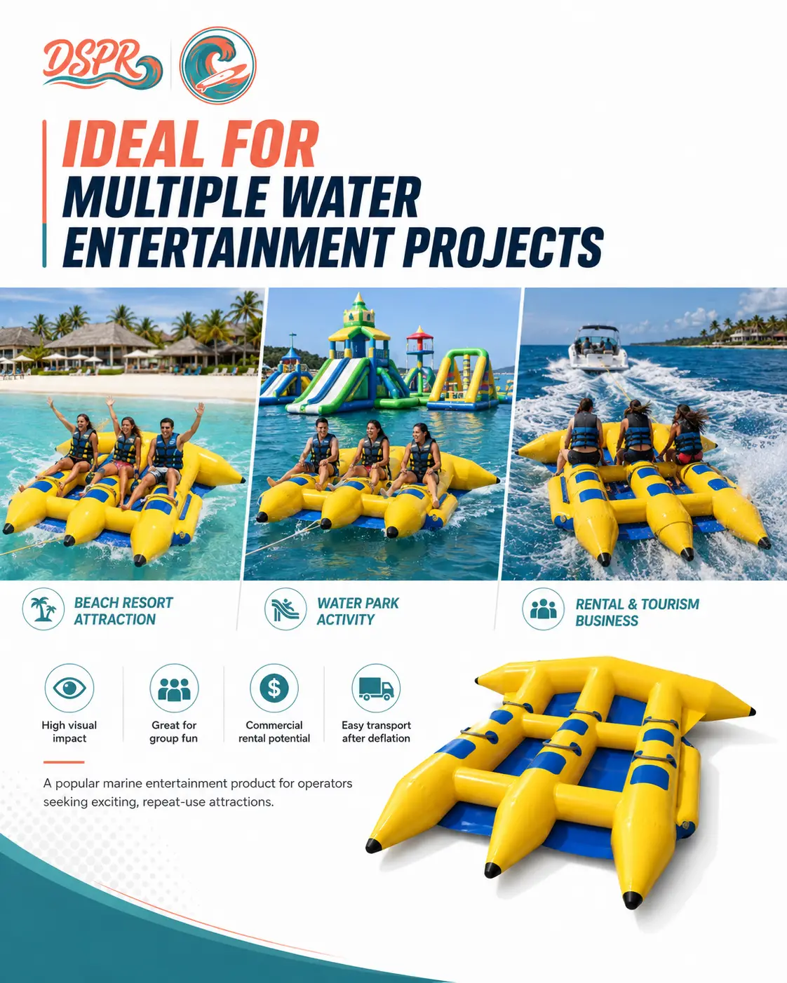 three person inflatable flying fish towable